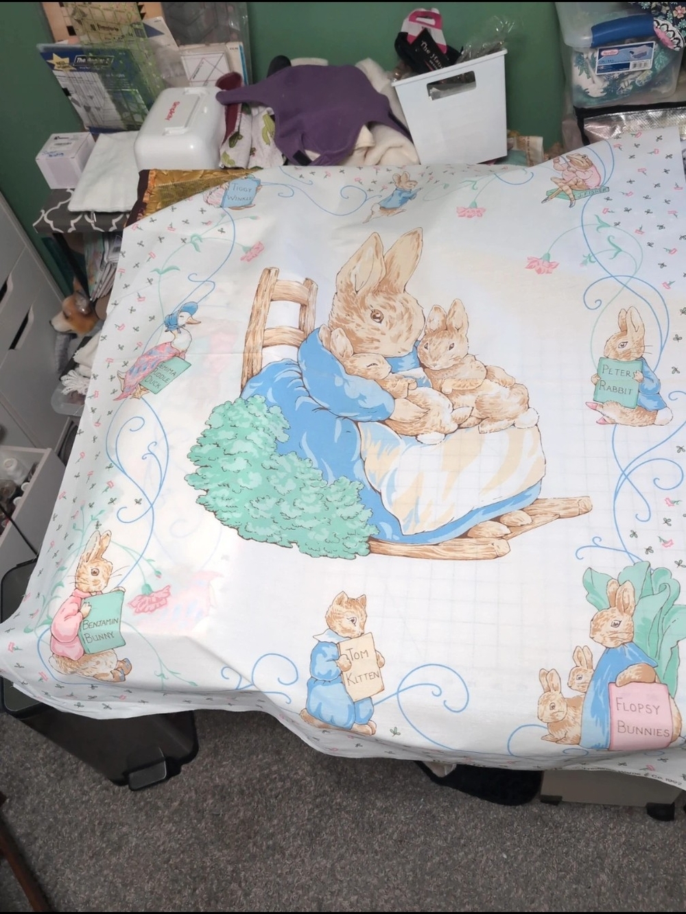 Children's Peter Rabbit Panel in Blue and Cream
